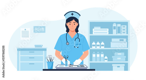 Dedicated Healthcare Professional Preparing Surgical Instruments in a Sterile Setting