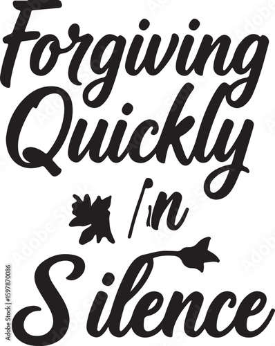 Forgiving quickly in Silence in silhouette full white baackground..