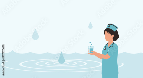 Hydration Hero Nurse Advocating for Health and Wellness with Water Intake