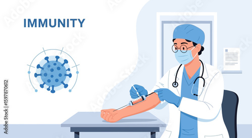 Medical Professional Administering Vaccination Against Covid Virus Disease