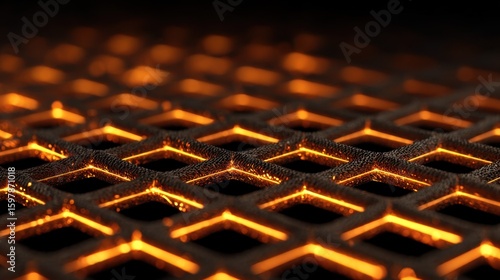 Heat resistant material forming luminous protective grid, blocking intense radiation while maintaining structural integrity in high temperature technological environment