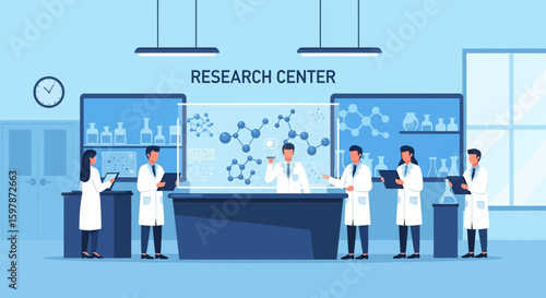 Innovative Science Lab Where Researchers Collaborate On Molecular Discoveries