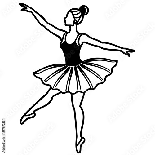 Elegant ballerina performing a graceful dance pose in a tutu silhouette