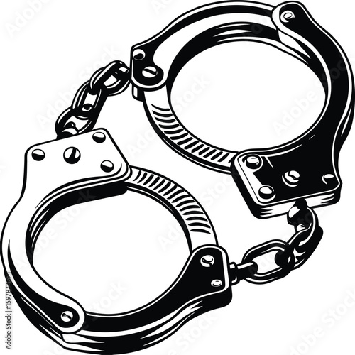 Handcuffed icons vector and Silhouette of handcuffs art collections