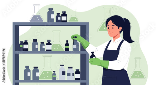 Female Scientist Analyzing Chemicals In A Research Laboratory Research And Innovation