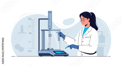 Female Scientist Conducting Experiment with Precision Instrument in a Laboratory Setting
