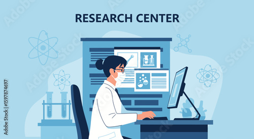 Female Scientist Conducting Experiments In Laboratory And Research Center