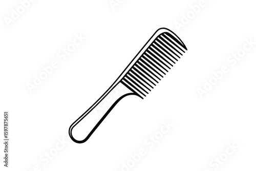 Simple Black and White Comb Graphic Illustration for Hair Styling and Personal Grooming Needs Presented as a Silhouette simple