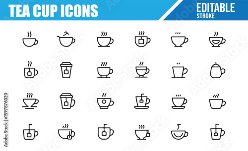 Minimalist Tea Cup Icons Collection for Creative Drink Branding