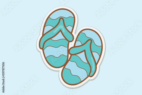 Blue Flip Flops Sticker Illustration