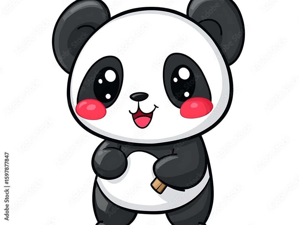 Fototapeta premium An adorable illustration of a cute panda bear with a smile