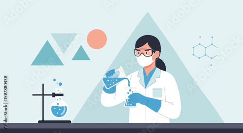 Scientist Conducting Chemistry Experiment In Laboratory For Medical Research
