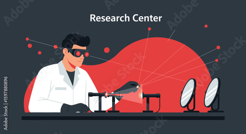Scientist Conducting Laser Experiment In Laboratory For Medical Breakthrough