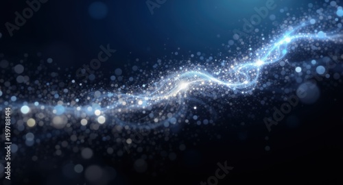 Wallpaper Mural Abstract Blue Glowing Wave with Sparkling Particles Background Torontodigital.ca