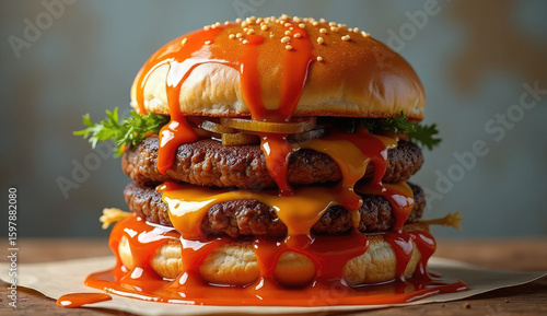 Vibrant Bubble Tea Cups in a Night Market Setting