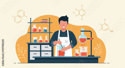 Scientist In The Lab Doing Chemical Experimentation And Scientific Research