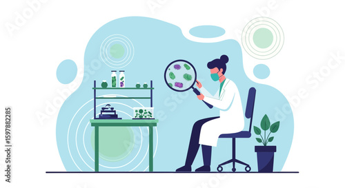 Scientist Inspecting Microorganisms In Laboratory Researching New Discoveries