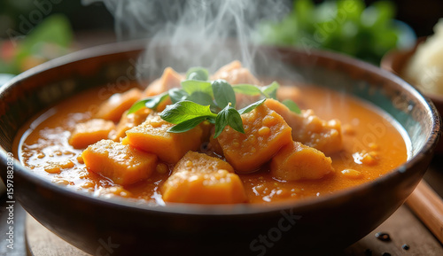 Aromatic Sweet Potato Curry Steaming in a Bowl