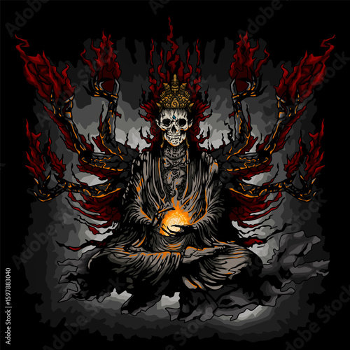 devil skull hand drawn illustration artwork
