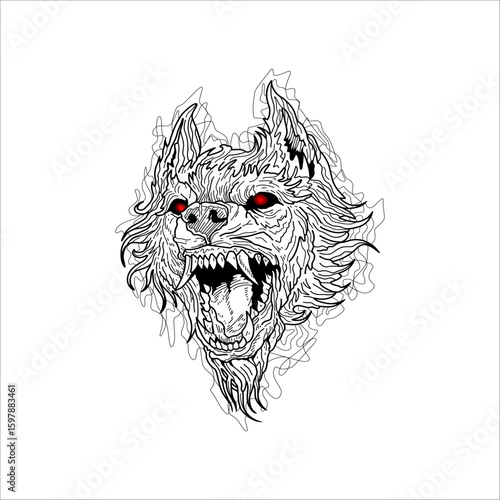 Wolf drawing artwork handmade illustration	