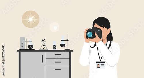 Scientist With Camera Photographing Scientific Research In A Laboratory Setting