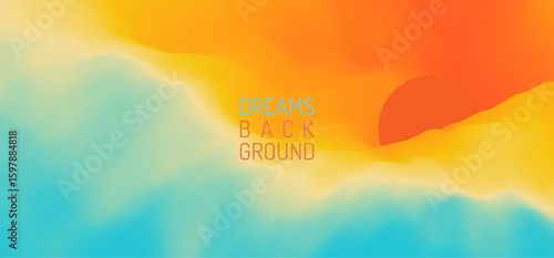 Seascape with sun. Sunset. Abstract sea surface. Water waves. Nature background. Vector illustration for banner, flyer, poster, cover or brochure.