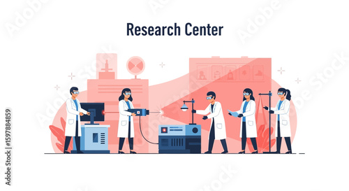 Scientists Conducting Experiments At Modern Research Center With Advanced Technology