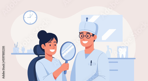 Patient And Dentist Celebrating Successful Checkup At Modern Dental Clinic