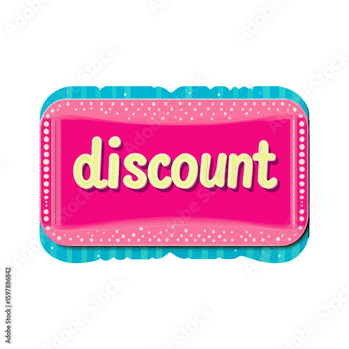 This bright, playful illustration features a "discount" sign with a marquee border, suitable for websites or blogs promoting sales, deals, or special offers.

