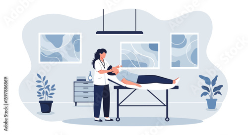 Skilled Practitioner Provides Gentle Physical Therapy Session For Relaxing Client