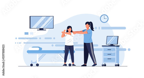 Physical Therapy Session In Clinic, Professional Care And Recovery Program