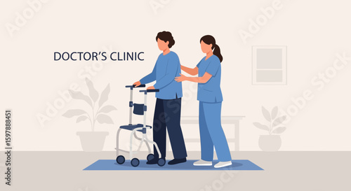 Physical Therapy With Medical Professional Assisting Patient At Rehabilitation Center