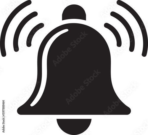 Silhouette Of A Ringing Bell Icon Vector Illustration Symbolizing Notification Alert Reminder Alarm Sound Simple Black Design


