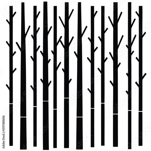Forest of Aspen Trees Represented by Clean Vertical Lines