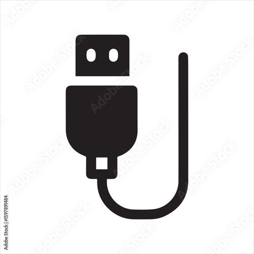 usb plug icon silhouette vector illustration