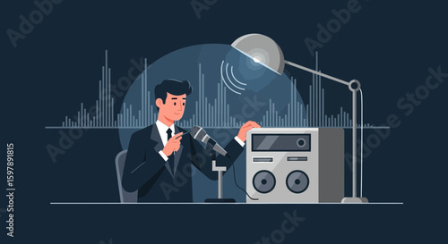 Professional Podcaster Creates a New Episode in a Modern Broadcasting Studio