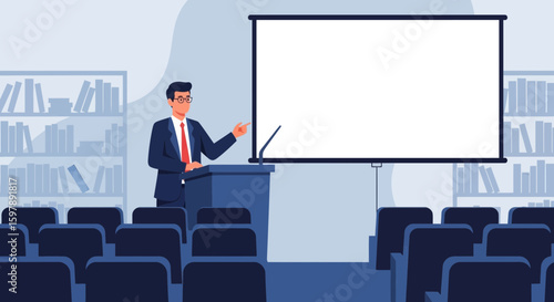 Professional Presentation At Conference Or Business Training With Audience Members