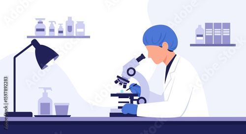 Professional Scientist Exploring New Microscopic Worlds In A Laboratory Environment