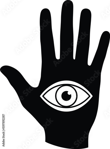 Black Hand with Eye Design for Mystical or Occult Concepts and Meanings