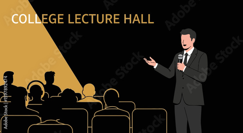 Professional Speaker Giving Presentation To Audience In A Lecture Hall