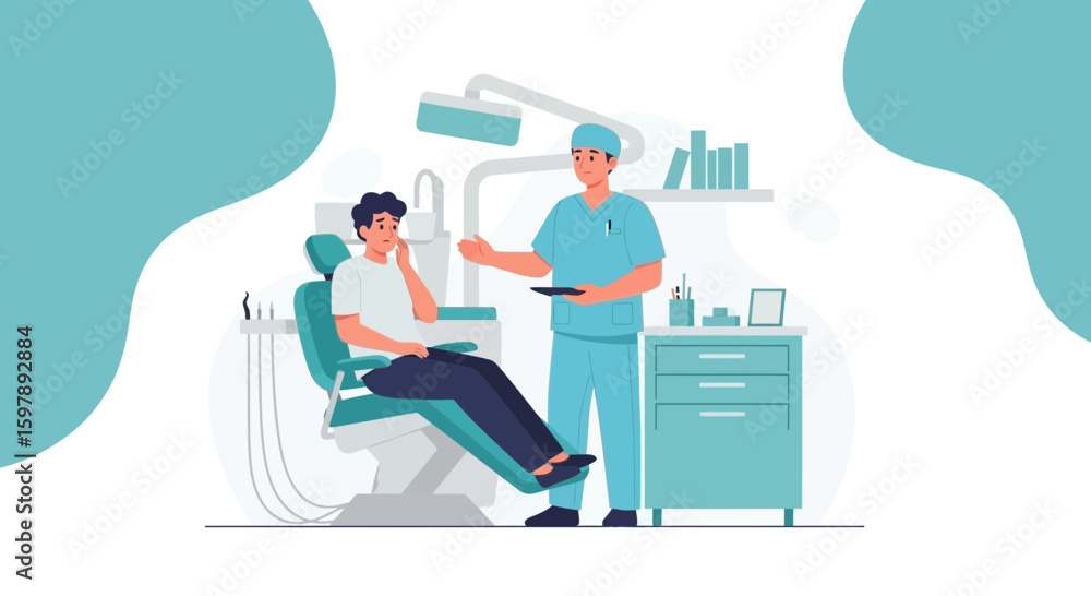 Worried Patient Consulting Dentist For Diagnosis About Dental Problems in Clinic Worried Patient Consulting Dentist For Diagnosis About Dental Problems in Clinic