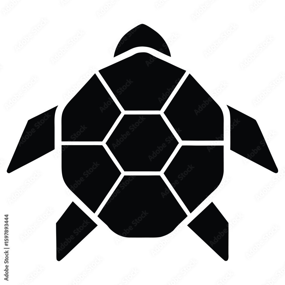 Obraz premium Minimalist Icon of a Turtle with a Globe Shell