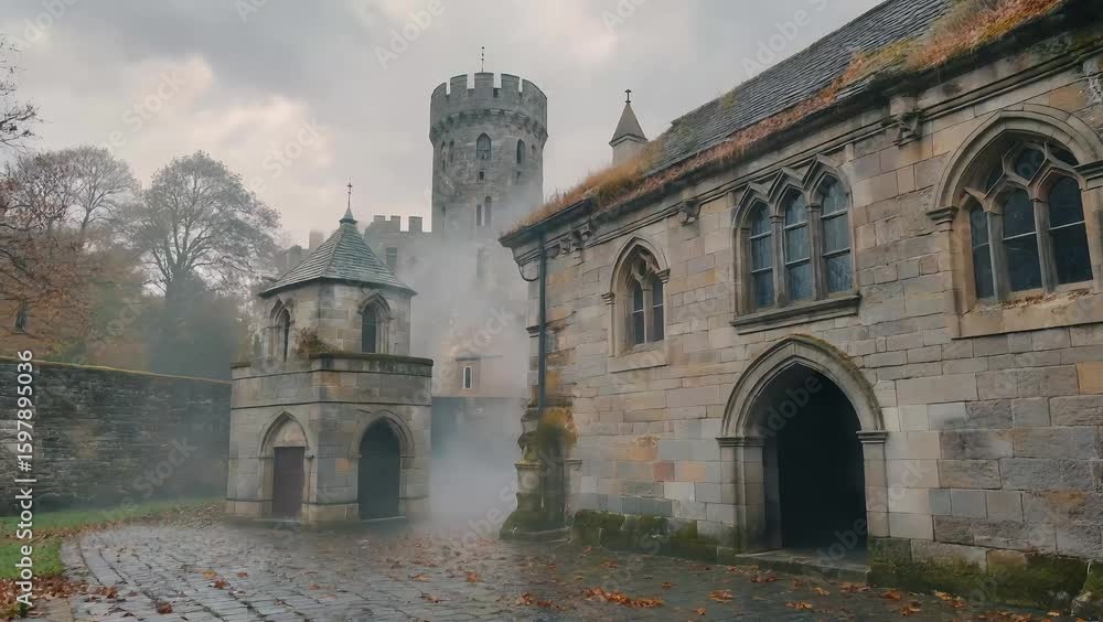 Cinematic Ruins of Yorkshire Castle in Morning Mist Cinematic Ruins of Yorkshire Castle in Morning Mist