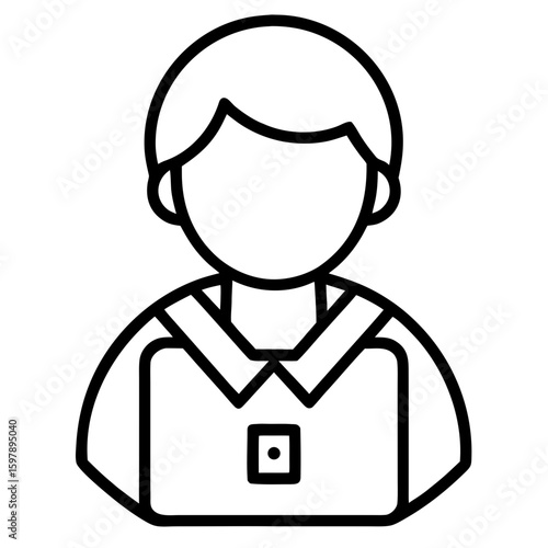 Contact seller icon depicting a person with a bag in a simple line art style