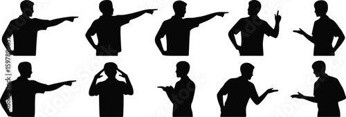 Male people man silhouette vector business black boy person fashion body hand target tergeting direction side right left front head best new gesture pointing showing hands banner icon infographic