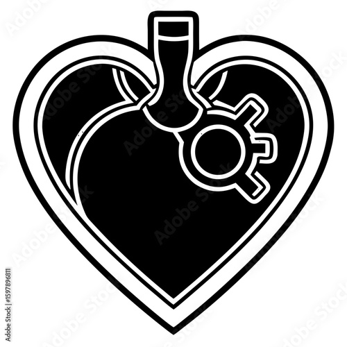 Heart valve icon illustration representing health and anatomy in a simple line art style