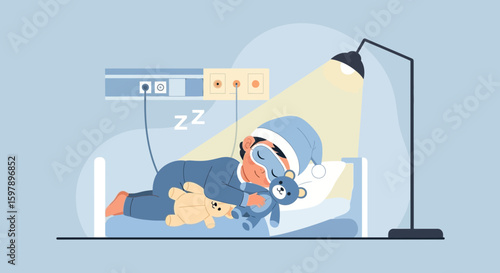Sweet Dreams Little Boy Sleeps Peacefully With His Favorite Stuffed Animals