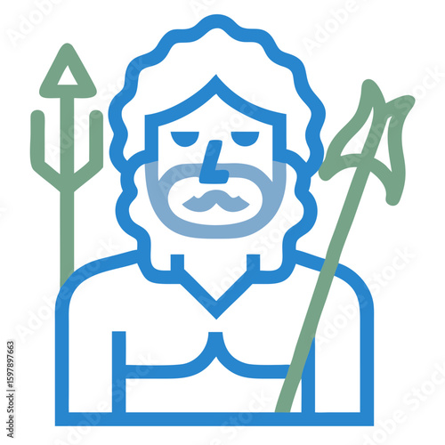 Artistic Illustration of a Mythical Sea God with Trident for Educational Content, Blogs, Literature, Mythology Resources, and Creative Projects  