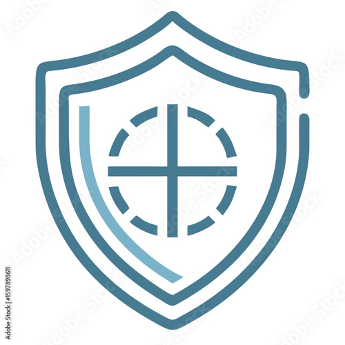 Security Shield Icon with Target Design for Cybersecurity Blogs, Safety Websites, Risk Management Articles, and Digital Protection Awareness  