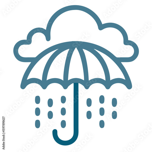 Umbrella Icon with Rain Graphic for Weather Apps, Educational Resources, Blogs, and Digital Designs  